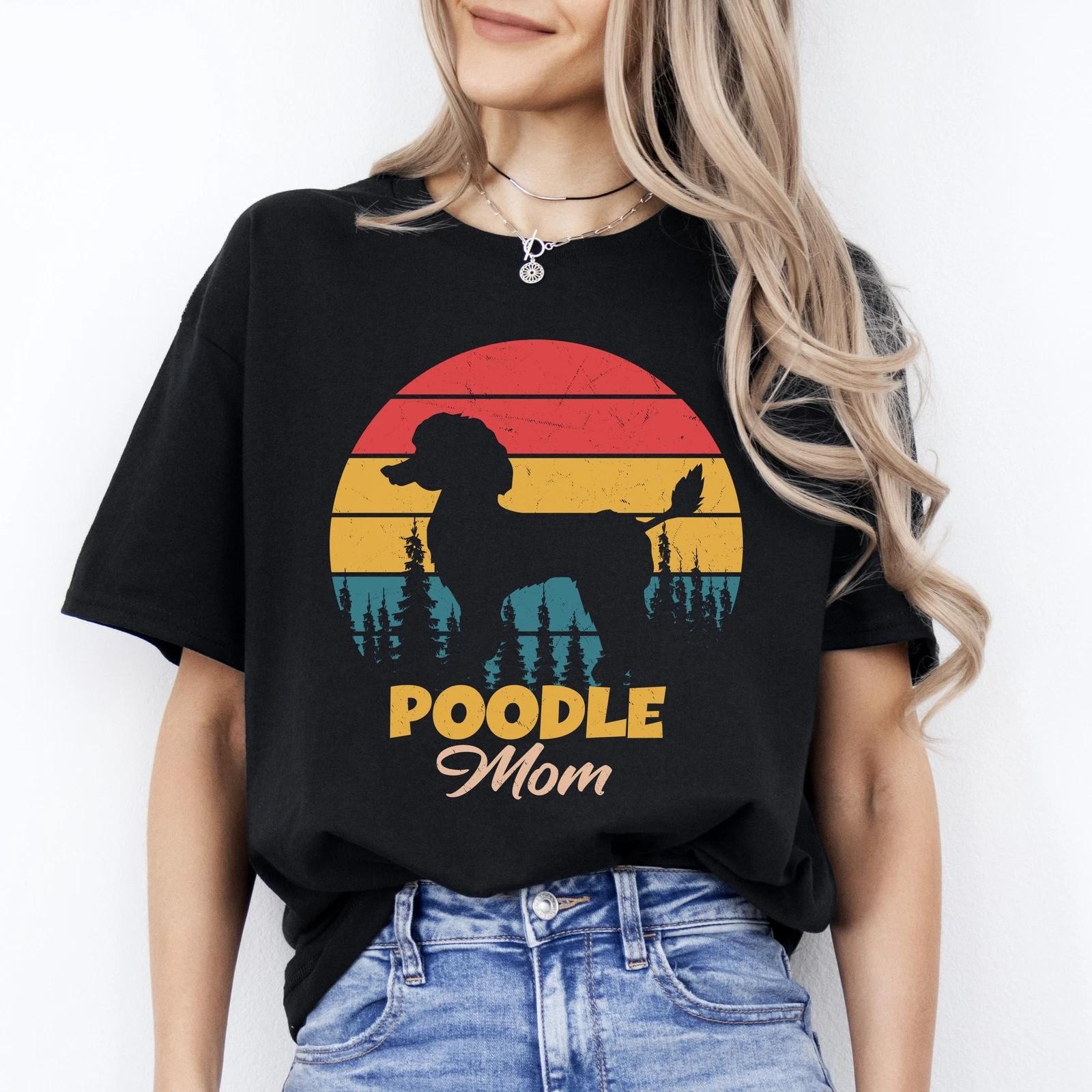 Poodle mom T-Shirt gift Retro Poodle Dog owner Unisex Tee Black Navy Dark Heathe 2XL