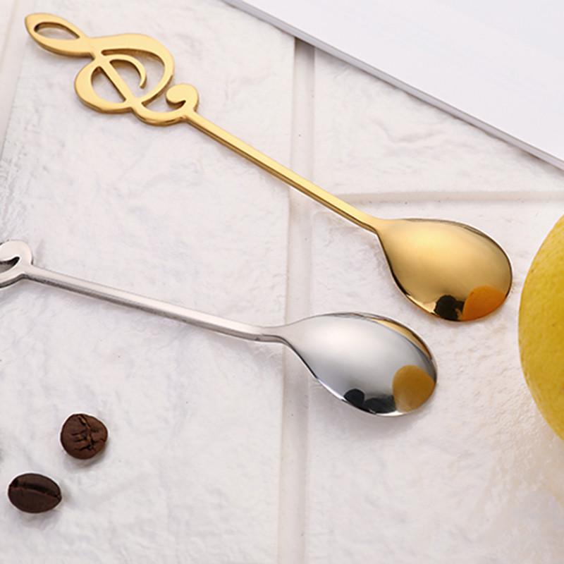 Stainless Steel Spoon Coffee Spoon Shape Music Theme Tea Mixing Spoon Small Ice Cream Dessert Spoon