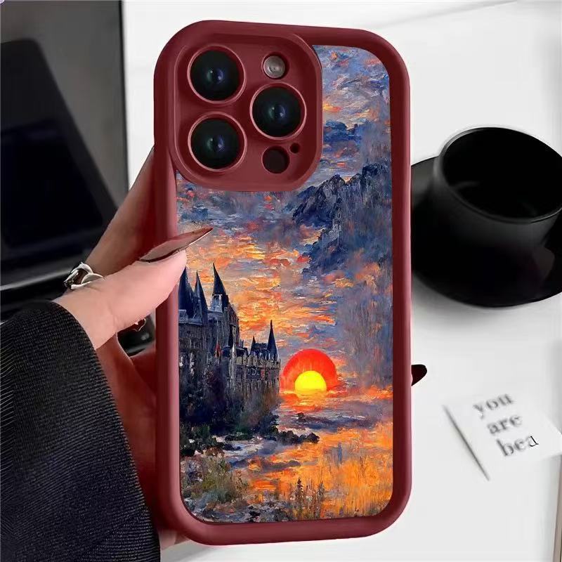 Personality Castle for Iphone17air Mobile Phone Case Apple 15 Anti-drop 16 Oil Painting 13promax New 14x
