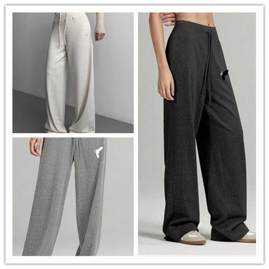 AL Women's Velvet Wide-Leg Sweatpants - Casual, Loose, and Comfortable for Spring & Autumn
