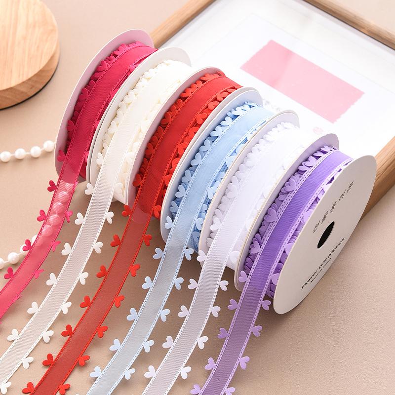 2.5cm Wide Double-Sided Durable Ribbon Premium Colorful Soft Heart Romantic Accessory Exquisite DIY Lightweight 20 Yard