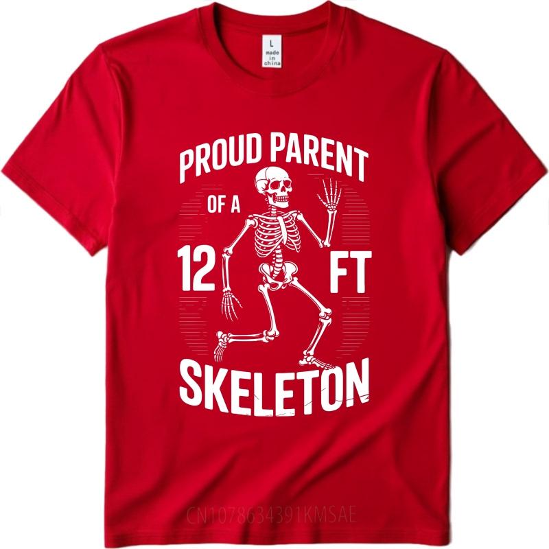 T Shirt Men Casual Round Neck Tee Fashion Summer Boys Tshirt Proud Parent Of A 12 Ft Skeleton Short Sleeve Soft ONeck Top Tees S