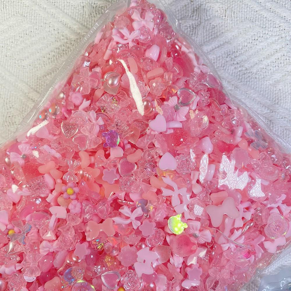 50pcs Aurora Nail Art Decorations: Mixed Style 3D Rhinestones with Little Bears, Camellias, Bows, Ribbons, and Hearts