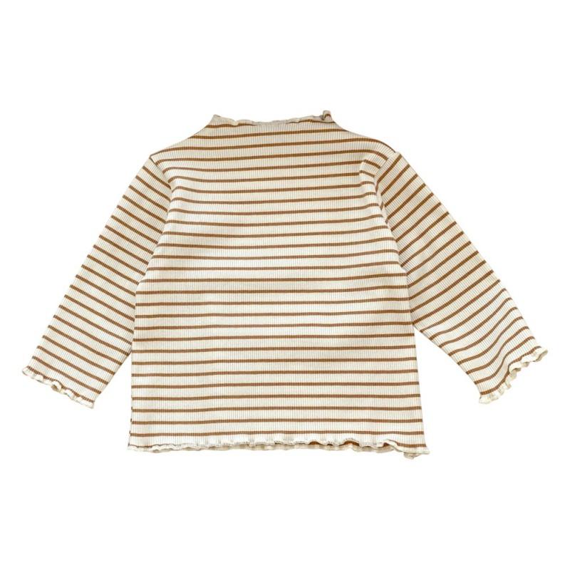 

Топ с длинным рукавом для девочки, плиссированная хлопковая футболка с принтом, детский топ 90