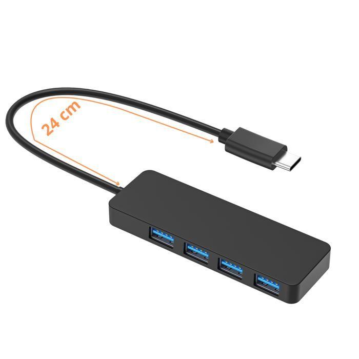 Adaptateur USB-C HUB - Non spécifié - 4 ports - USB 3.0 - Compatible PC et Disque Dur Externe