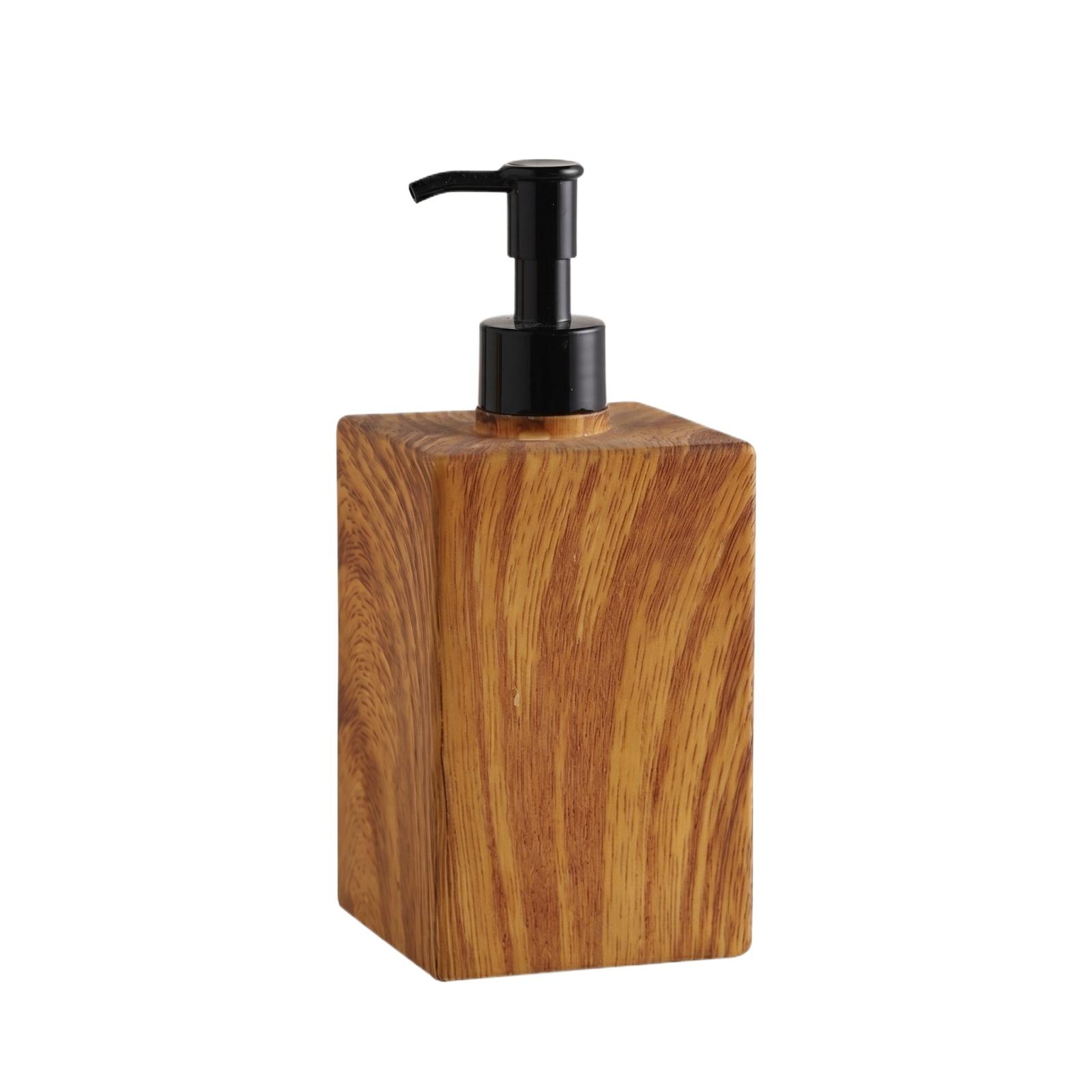 

Creative Wood Grain Pattern Refillable Dispenser Bottle Square Shape with Pump for Bathroom Kitchen Soap Lotion Storage Container one size коричневый