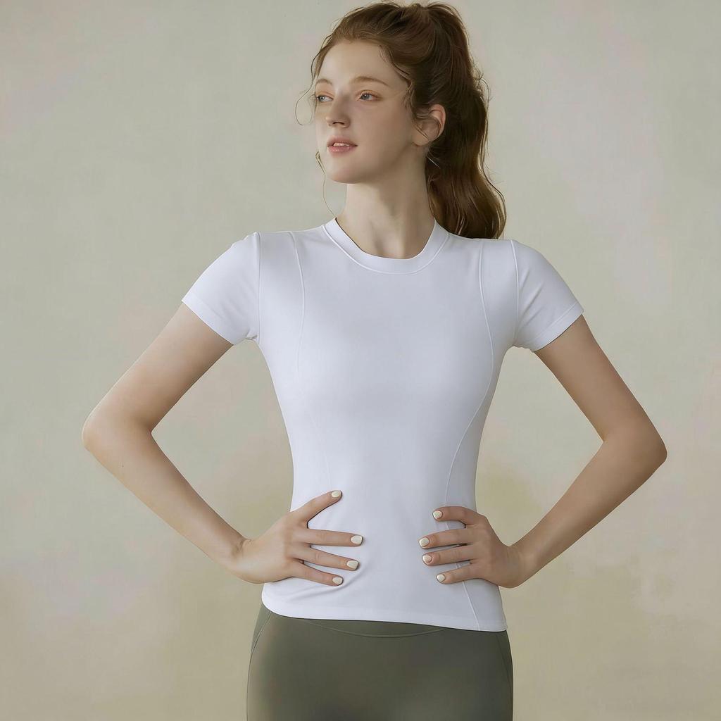 Haut de Sport Respirant et Extensible à Manches Courtes pour Femme - Séchage Rapide, Coupe Ajustée pour la Course à Pied, l'Entraînement et le Yoga