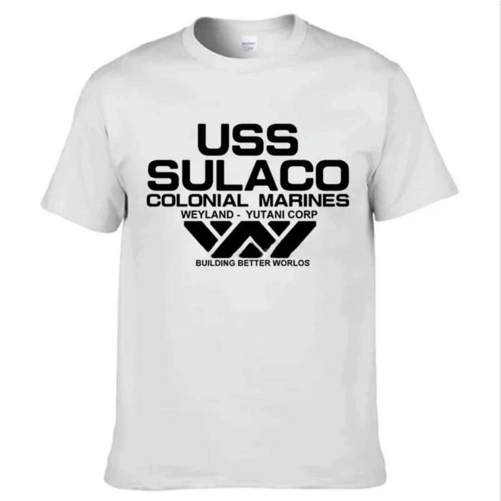 T-Shirt Alien USS Sulaco Colonial Marines Aliens Off World Short Sleeve Tshirt Men Cotton O Neck Tees