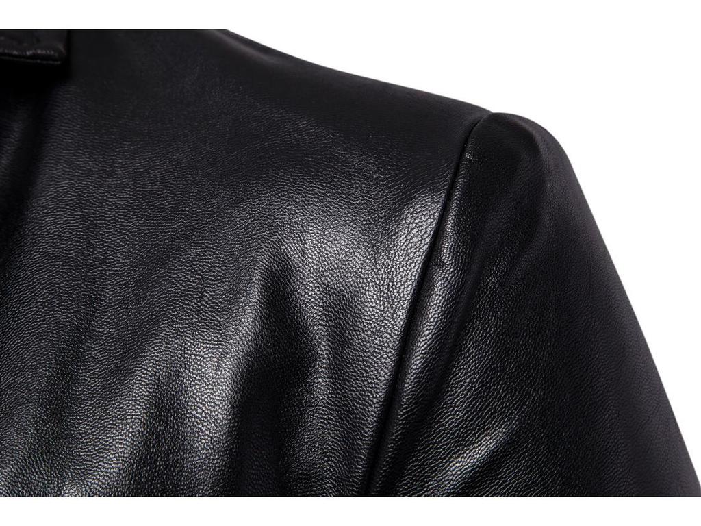 Men's Plus Size Spring/Autumn 2019 Motorcycle Leather Jacket B011