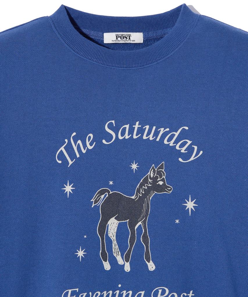THE SATURDAY EVENING POST Mini Horse Graphic Sweat Shirt_Blue