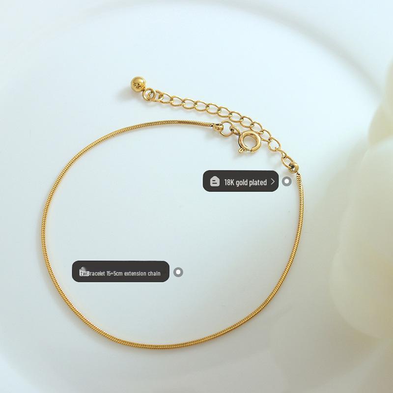 Minimalist Women's 18K Gold-Plated Titanium Snake Chain Bracelet