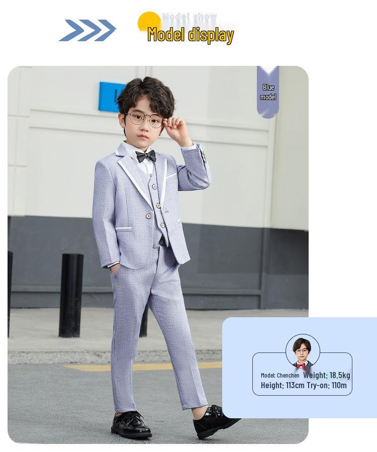Autumn & Winter Boys' Three-Piece Suit: Handsome Blazer, Light-Colored for Baby's First Birthday/Flower Boy/Performance