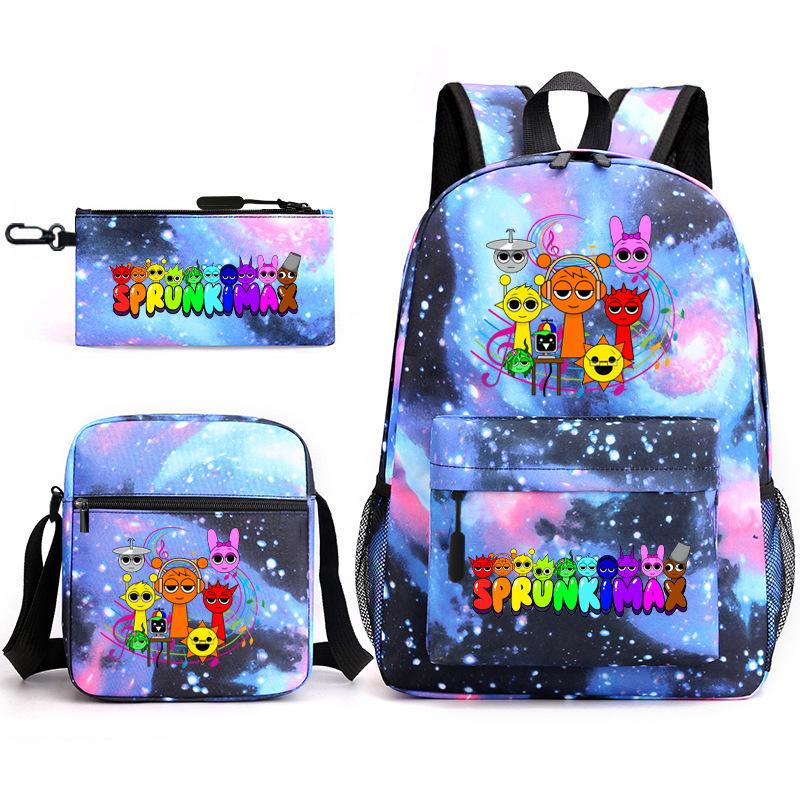 Anime Cartoon Backpack Sprunki Large Capacity Primary School Student Schoolbag Satchel Pencil Case