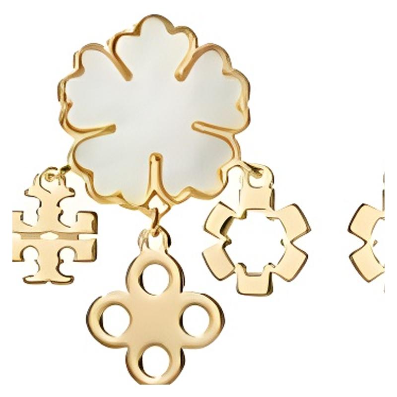Tory Burch Clustered Elegant and Delicate Brass Earrings for Men and Women, Couple Style, Gold 168079-700-gold F