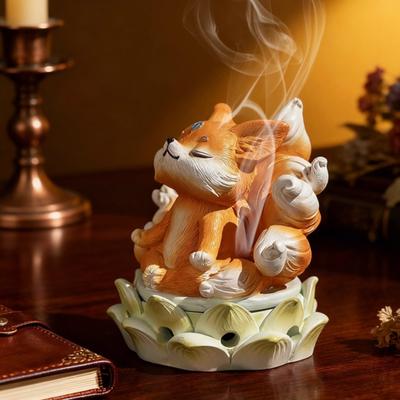 Incensário da Raposa Mística de Nove Caudas, Porta Incenso em Espiral Criativo para Mesa, Decoração para Casa Estilo Chinês para Sala de Meditação