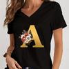 Vintage Flower Alphabet Graphic T Shirts Women Alphabet Rose Gold Essential Women Clothing Gift for Alphabet Floral Lover Tshirt