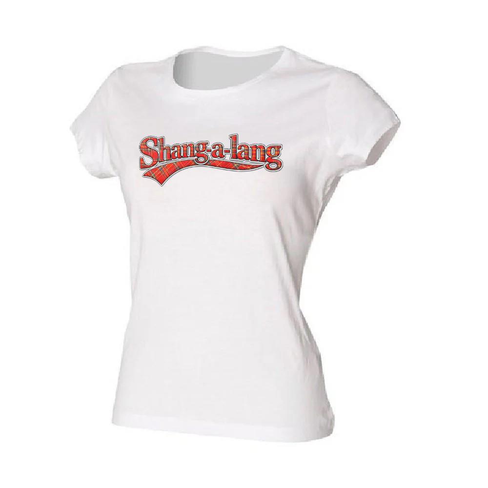 Unisexs ShangALang Burns Night 1970s Tartan Army Lady Fit TShirt 2XL