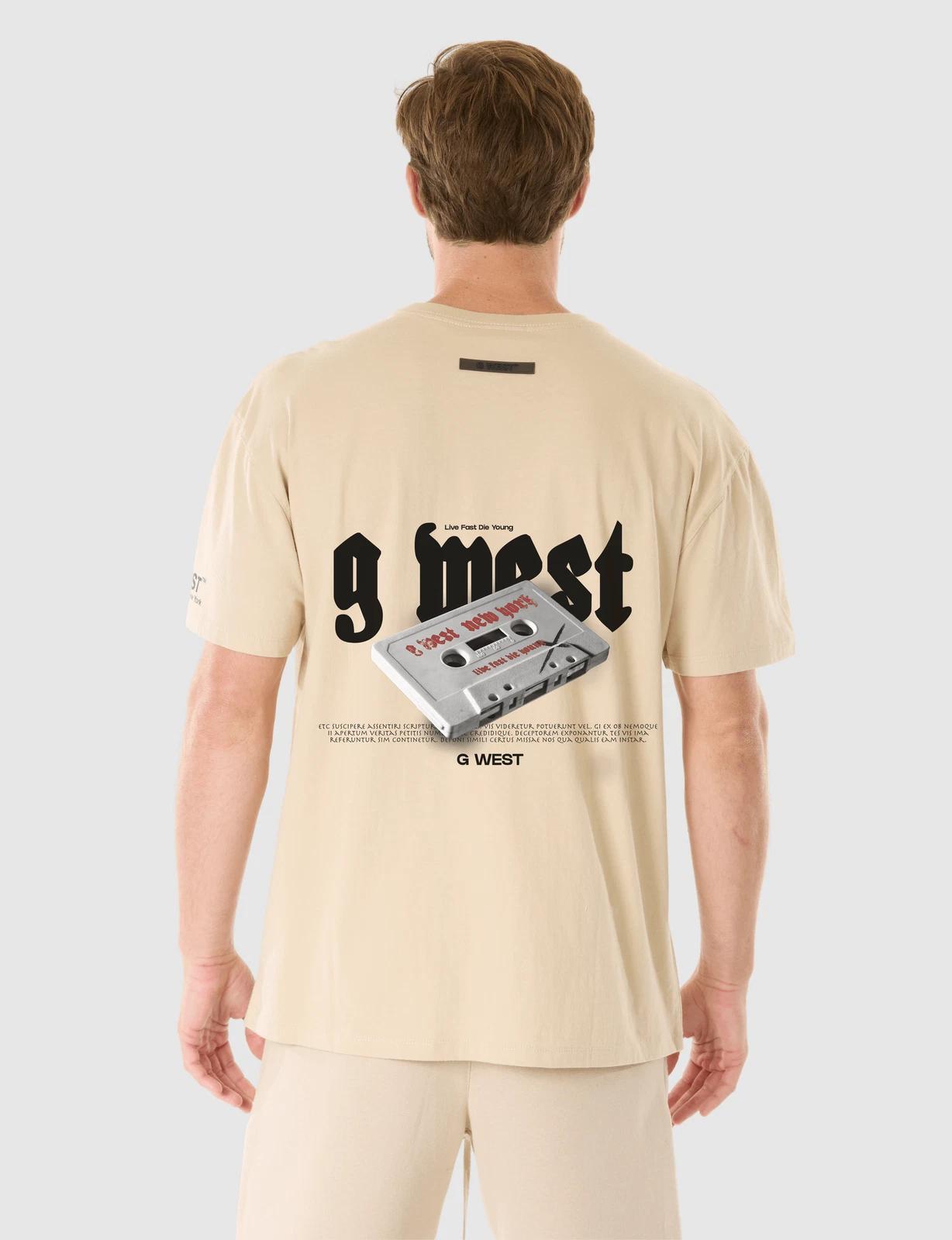 G WEST RETRO CASSETTE T-SHIRT - OXFORD TAN L