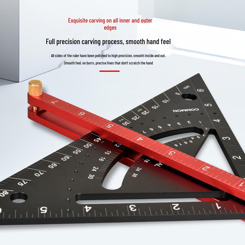 Aluminum Alloy Woodworking Multi-Functional Triangle Ruler with Sliding Rod
