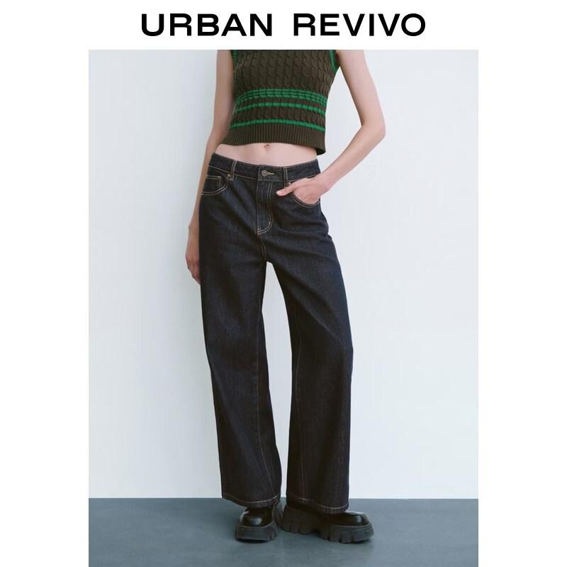 

UR2026 Women s Vintage Contrast Stitch Straight Leg Jeans 28
