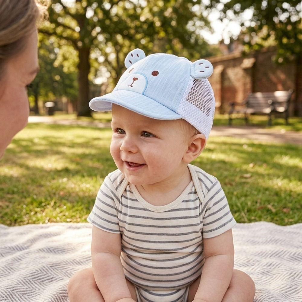 Soft Baby Baseball Cap Cute Cartoon Bear Ear Cap New Cotton Baby Cap
