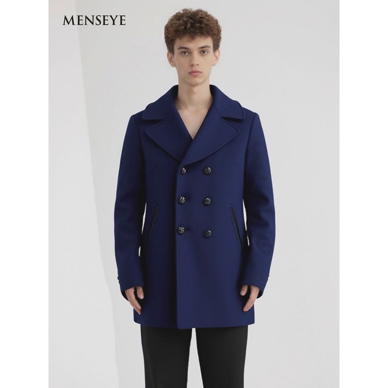 Menseye Menseye Winter New Blue Color Wool Business Casual Coat Fashion Elegance Outwear