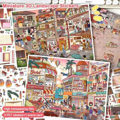 Special Economic Zone 3D City Sticker Kawaii Design Street Scene Sticker  Home Decoration