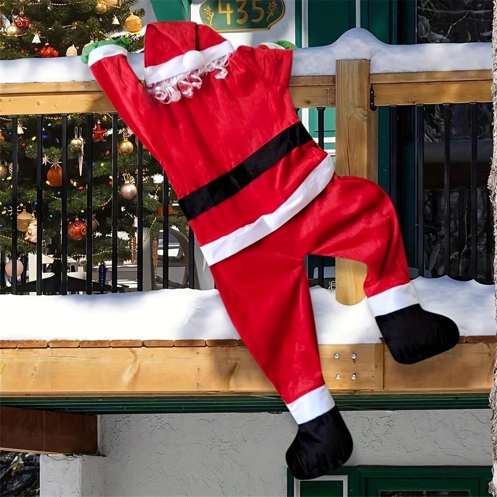 Lezoucí Santa Dekorace - Velký polyesterový Santa pro venkovní/vnitřní vánoční dekoraci. Není potřeba žádná elektřina. Ideální na Vánoce