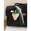 Cute leather strawberry pendant keychain braided rope love mobile phone chain bag pendant advanced sense