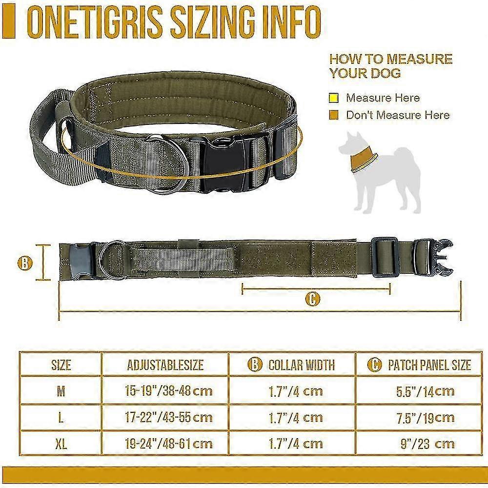 Tactical Dog Collar,adjustable Military Training Collar Strap Handle A