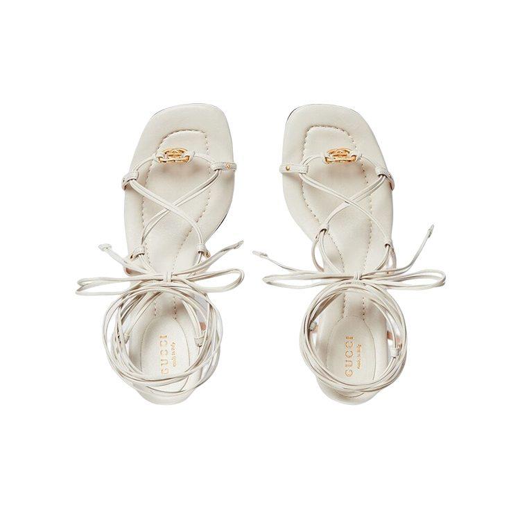 Gucci Interlocking Leather Roman Sandals 7.5cm Women's Ecru 738679 BKO00 9049