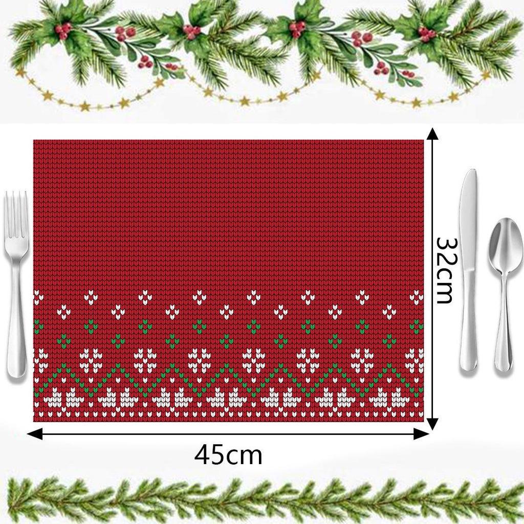 Autumn & Winter Imitation Linen Placemats: Heat-Resistant, Festive Decor for Christmas Parties