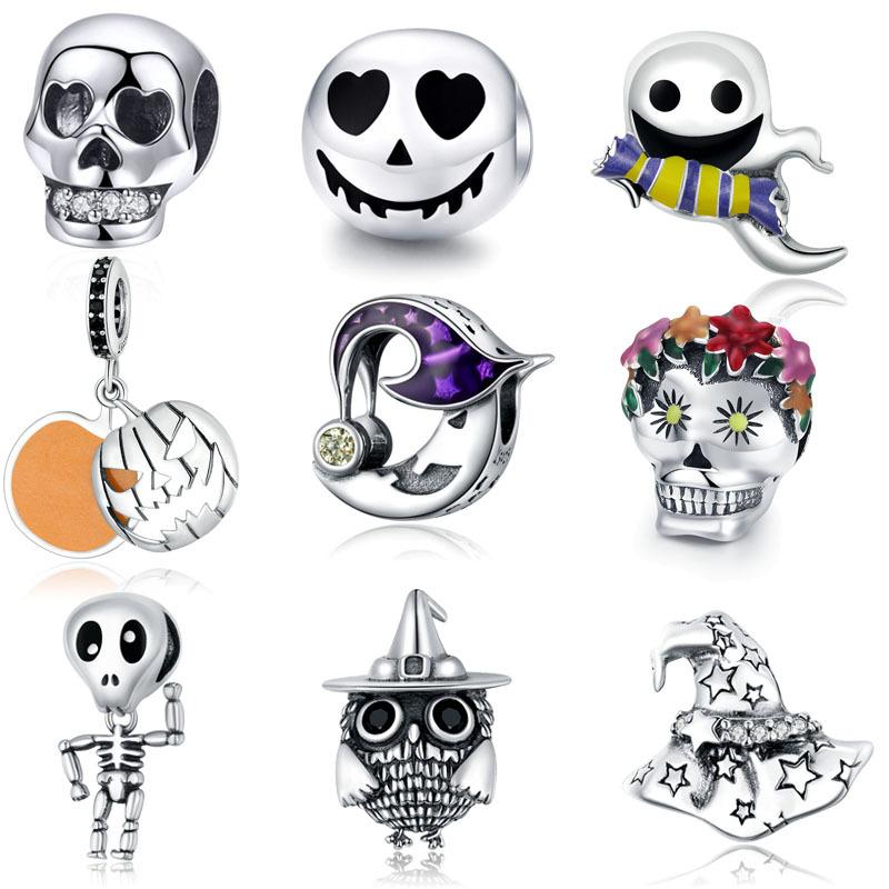 Halloween S925 Silver Beads Collection Picture, Evil Moon Pumpkin Skull Jewelry Accessories
