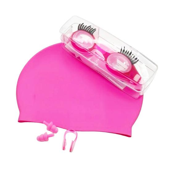 Kids Swim Goggles with Eyelashes Waterproof No Leakage Anti-Fog UV Protection Clear Lens Boys Girls Silicone Swimming Goggles with Lashes