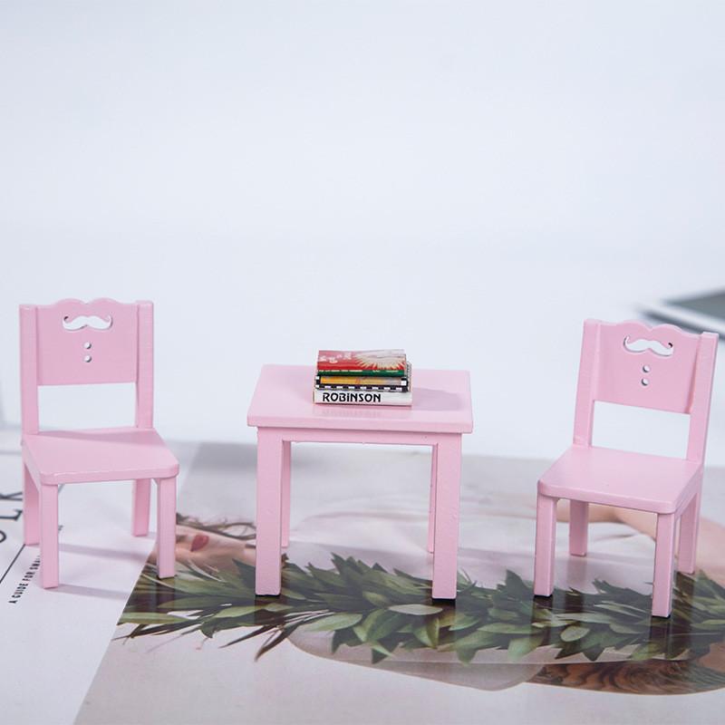 Casa de Bonecas de Madeira Mini Conjunto de Móveis Com Branco Rosa Azul Decoração de Quarto Infantil Para Crianças