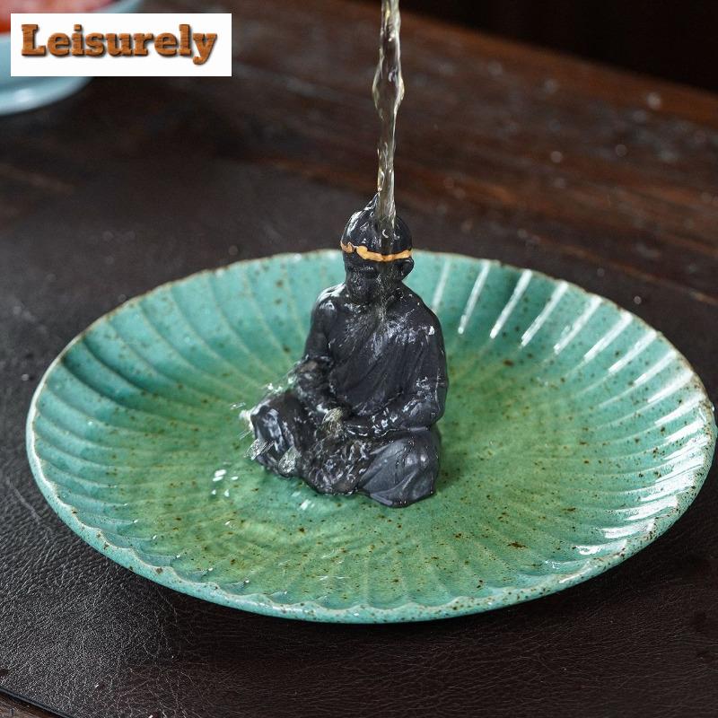 Yixing Zisha Black Clay Wukong Buddha Sculpture Tea Pet Creative Lucky Model Tea Figurine Play Toys Tea Statue Ornaments Gift