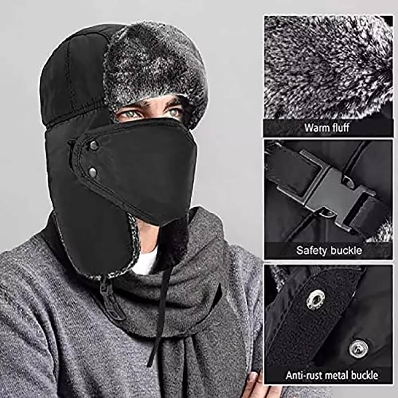 Earflap Winter Mens Warm Face Mask Ski Cap Outdoor Trapper Hat Ears Protect