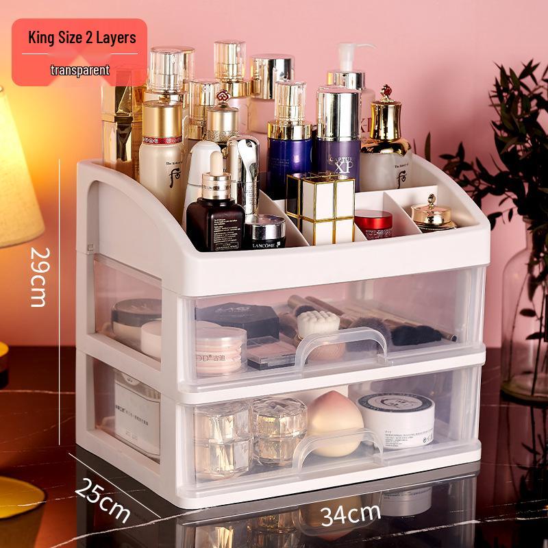Large Capacity Desktop Cosmetic Storage Box with Drawers for Skincare and Lipstick