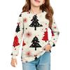 Christmas Day Girls' Long Sleeve Blouse - Round Neck Soft Waist Tunic