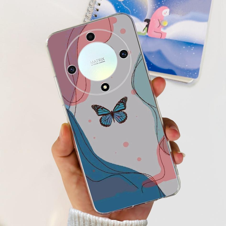 For Honor Magic 4 Lite Case ANY-LX1 ANY-LX2 ANY-LX3 Clear Cover Popular Flower Soft Silicone Funda For Honor Magic 5 6 Lite Para