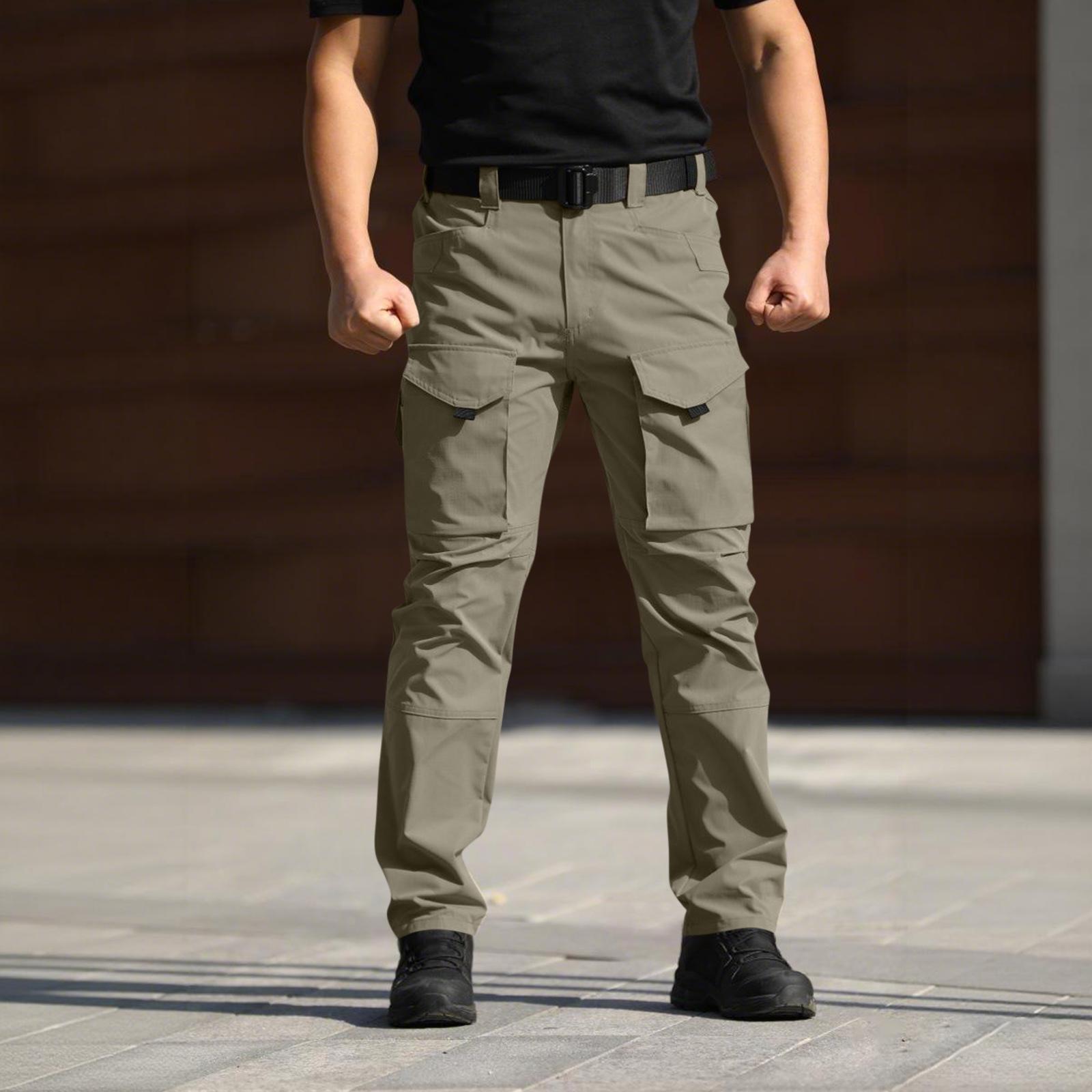 

Men s Drawstring Outdoor Multi Pocket Long Pants Hiking Straight Leg Cargo Pants L армия зеленый