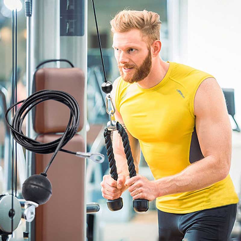 Heavy Duty Fitness Cable PU Coated Pulley Rope Adjustable Home Gym Equipment Accessories Arm Triceps Training Cable Fly System