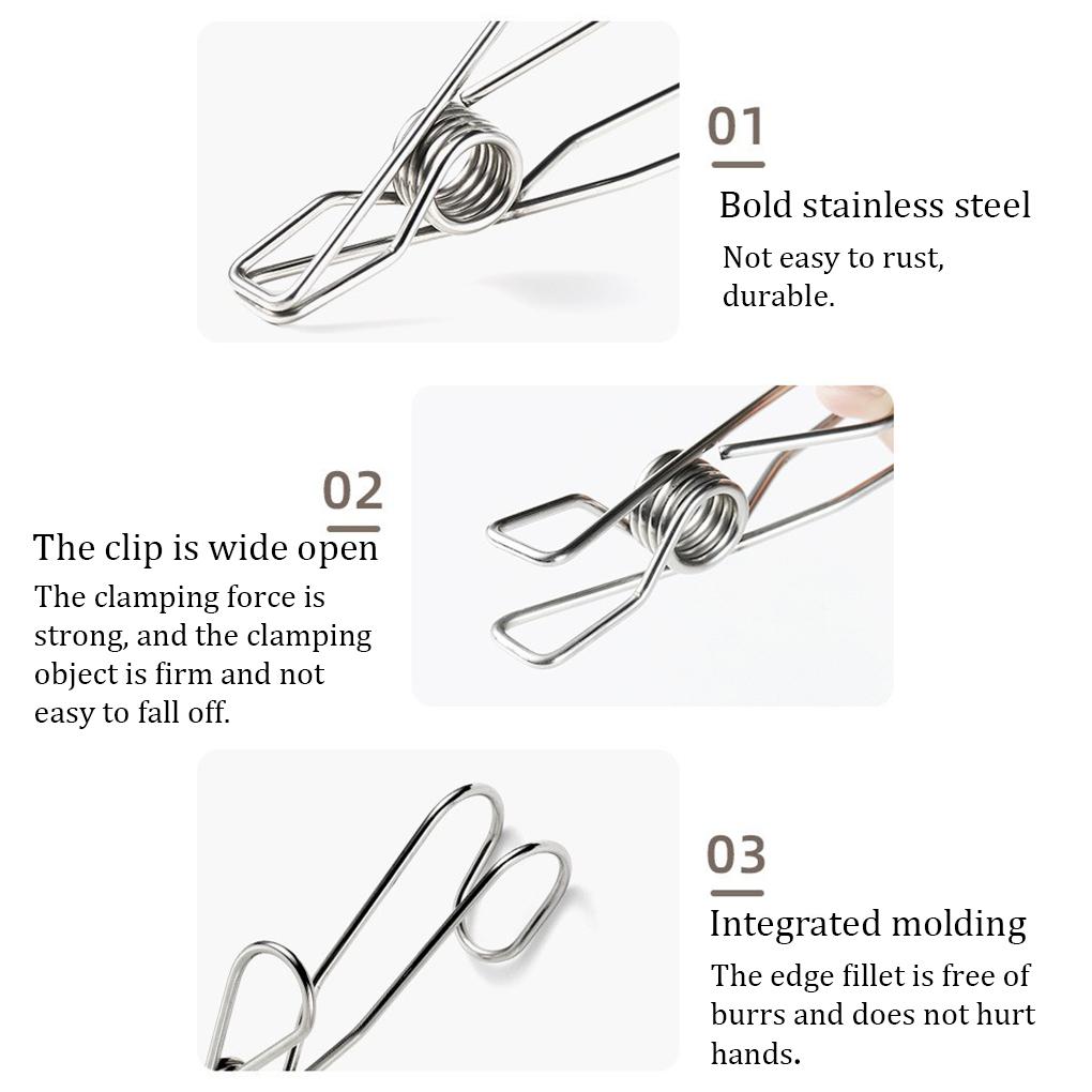 Ac de agățat Agrafe de rufe din oțel inoxidabil Agrafe de rufe pentru uscare Agrafe de rufe multifuncționale pentru bucătărie, baie, sufragerie