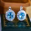 Cute Small Blue Green Purple Zircon Stone Hoop Earrings For Women Charm Female Silver Color Wedding Jewelry Gift