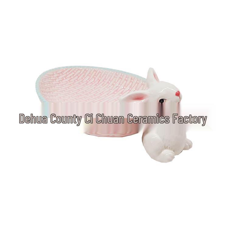 Easter Bunny Ceramic Collection: Modern Basket, Cup, Jar, Plate, and Radish Bowl Home Decor.