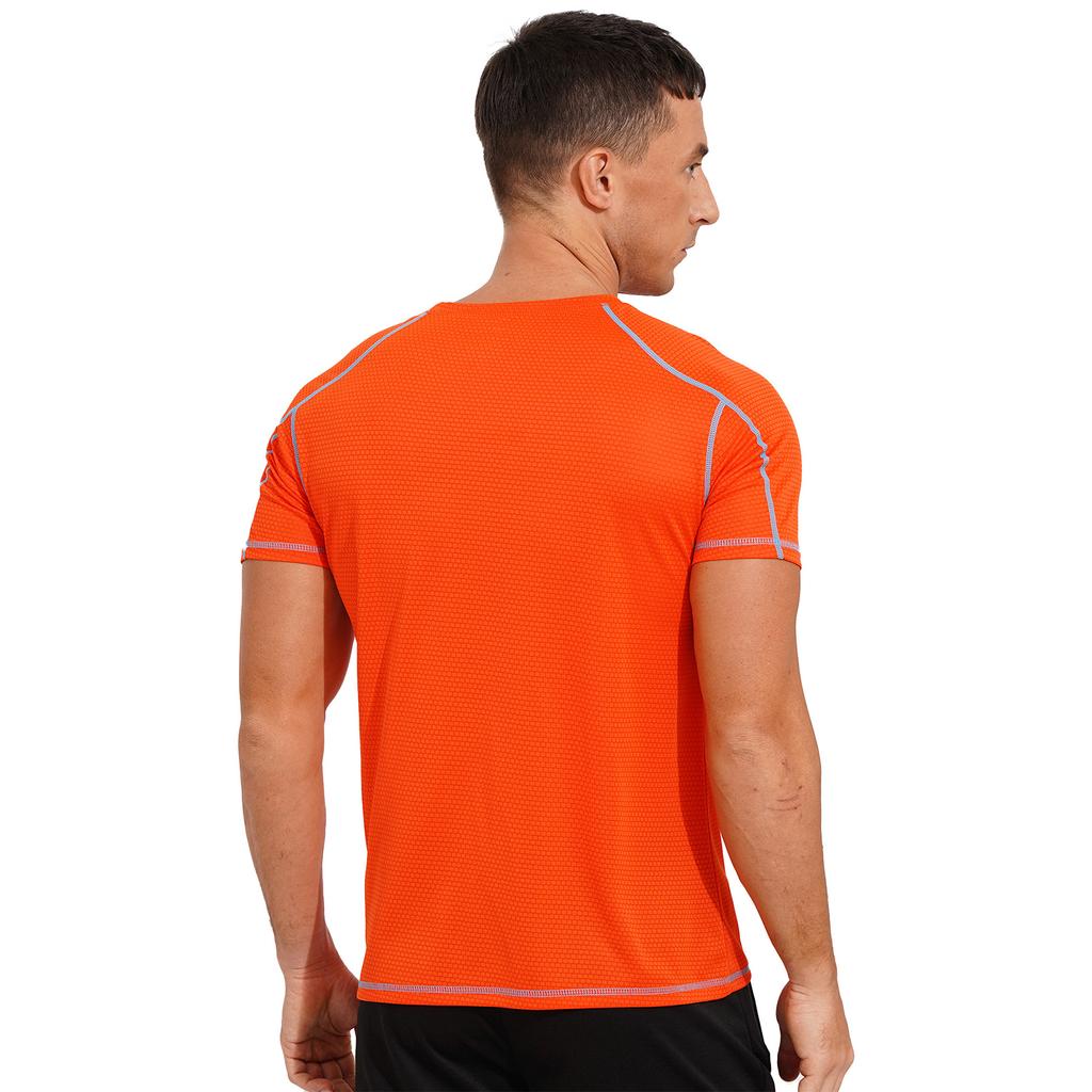 Men Breathable Ice Silk Quick Drying Short Sleeve Round Neck Running Sport Solid Color Top