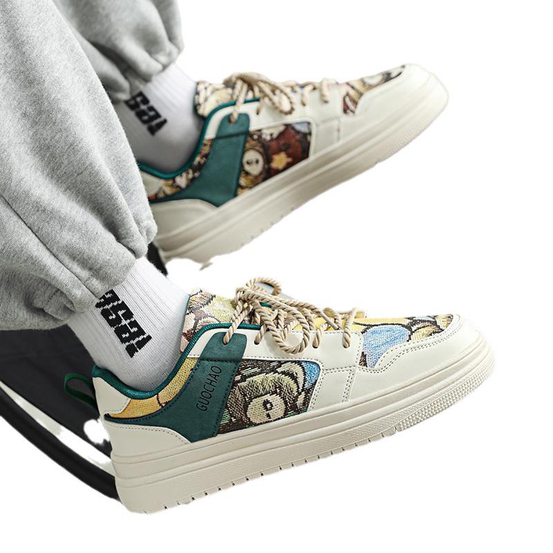 2025 autumn and winter new low-top board shoes personalized color matching student platform casual shoes fashion cartoon sports casual shoes
