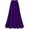 Women Retro Floral Print Skirt Elastic Waistband Solid Color Vintage Style for Wedding Party Banquet
