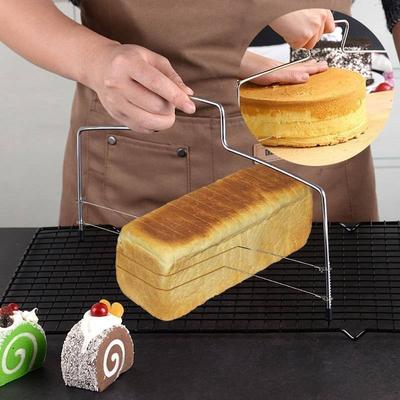 1 PZ Regolabile Fai da te Taglia Pane a Fette a 2 Fili Durevole Livellatore Acciaio Inossidabile Strumenti per Cottura Torte Gadget da Cucina
