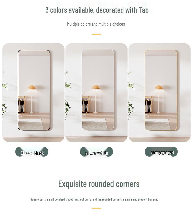 Senfu Full-Length Rounded Corner Mirror for Bedroom, Floor, Wall, or Dorm
